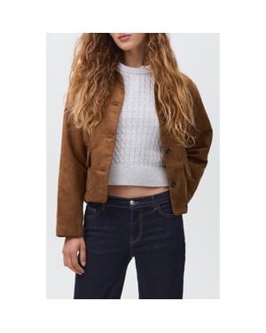 MANGO TEEN Faux Suede Jacket - Brown