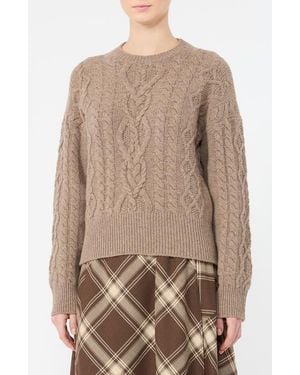 Weekend by Maxmara Virgin Wool Cable Knit Sweater - Brown