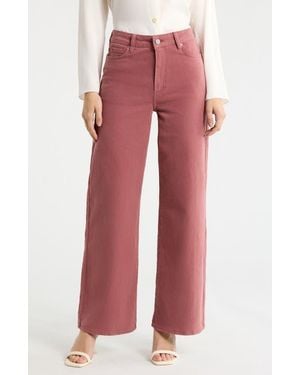 PAIGE Anessa High Waist Wide Leg Jeans - Red