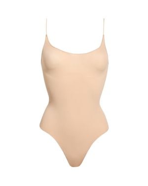 Skims Sheer Seamless Thong Bodysuit - Natural