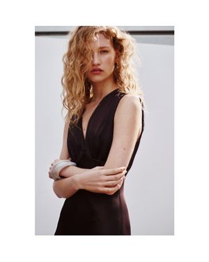 H&M Sleeveless Satin Dress - Brown