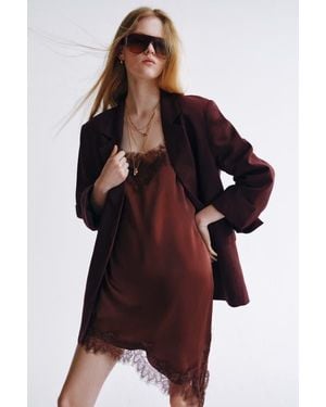 H&M Linen-Blend Blazer - Red