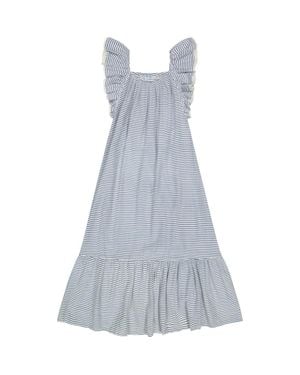 MER ST BARTH Eva Ruffle Sundress Marine Stripe - Blue