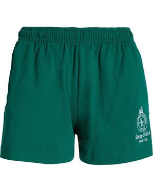 Sporty & Rich Crown Tennis Disco Graphic Cotton Sweat Shorts - Green