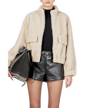 Endless Rose Faux Fur Bomber Jacket - Black