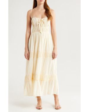 Free People Taking Sides Tiered Cotton Maxi Dress - Natural