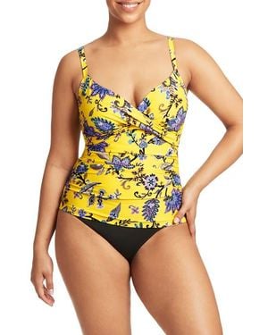 Sea Level Dd- & E-Cup Paisley Twist Front Tankini Top - Multicolor