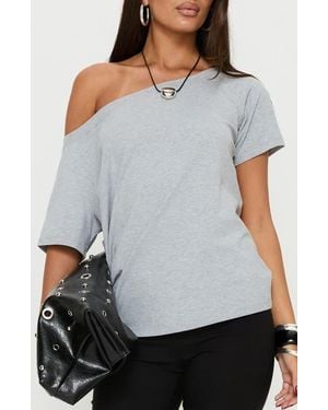 Princess Polly Icon Baby Off The Shoulder Top - Gray