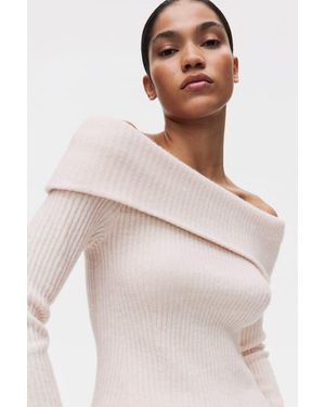 H&M Rib-Knit Off-The-Shoulder Top - White