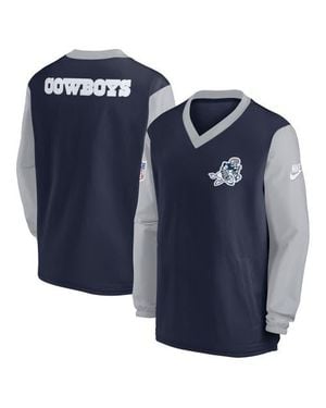 Nike Dallas Cowboys 2023 Sideline V-Neck Pullover Windshirt - Blue