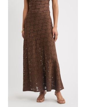 Open Edit Lace Maxi Skirt - Brown