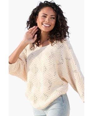 Lascana Oversized Open Work Sweater - Natural