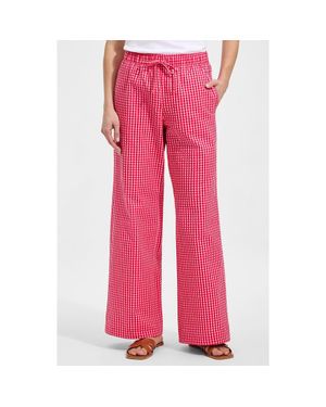 Lands' End Seersucker High Rise Drawstring Wide Leg Pants - Red