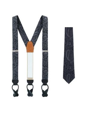 Trafalgar Sobee Paisley Silk Brace And Necktie - Blue