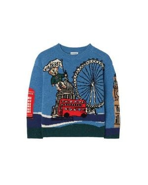 Burberry London Bear Wool Blend Sweater - Blue