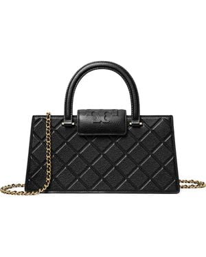 Tory Burch Fleming Top Handle Leather Satchel - Black