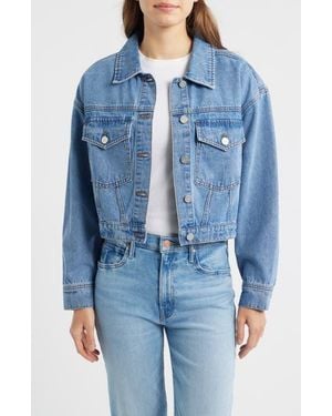 City Blues Patch Pocket Crop Denim Jacket - Blue