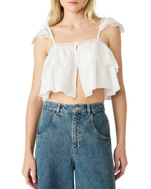 Steve Madden Leta Lace & Ruffle Crop Tank - Blue