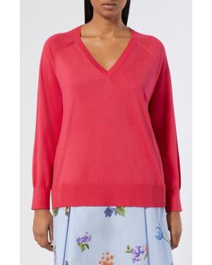 Marina Rinaldi Rita V-Neck Cotton Blend Sweater - Red
