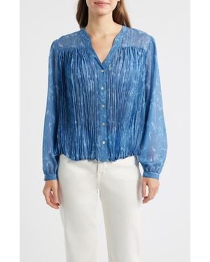 Cloth & Stone Pleated Denim Shirt - Blue
