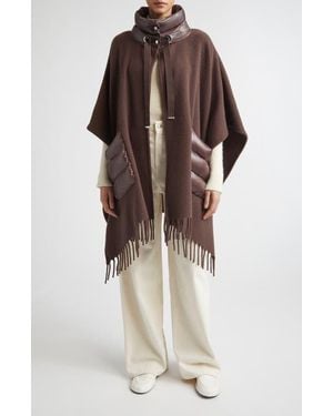 Herno Mixed Media Fringe Trim Poncho - Multicolor