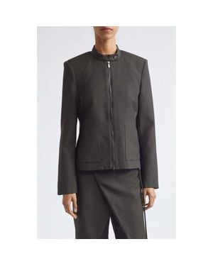 St. Agni Wool Blend Moto Jacket - Gray