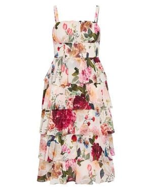 City Chic Daniela Floral Print Sleeveless Midi Dress - White