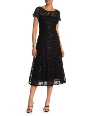 Sl Fashions Sequin Lace Midi Dress - Black