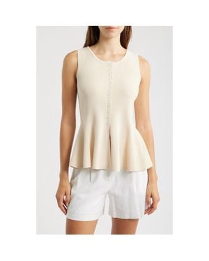 DELUC Puglia Knit Peplum Vest - White