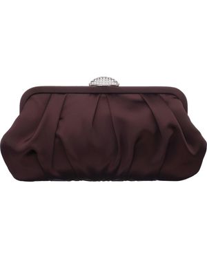 Nina Concord Pleated Satin Frame Clutch - Brown