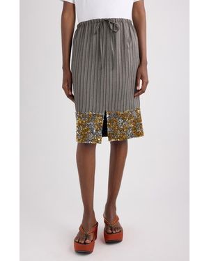 Dries Van Noten Scotts Pinstripe Sequin Skirt - Gray