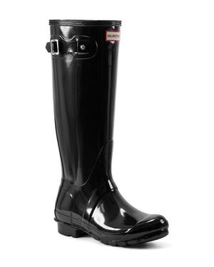 HUNTER Refined Tall Gloss Waterproof Rain Boot - Black