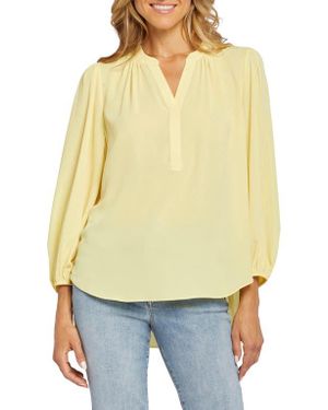 NYDJ Print Puff Shoulder Top - Yellow