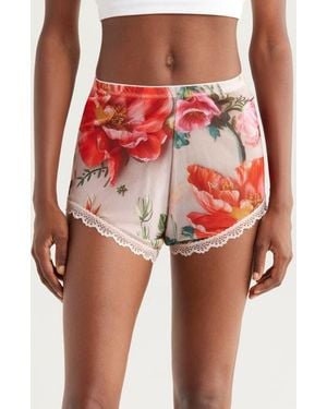 Kilo Brava Floral Cotton Mesh Boyshorts - Red