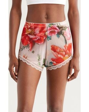 Kilo Brava Floral Cotton Mesh Boyshorts - Red