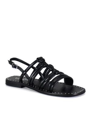 Diba True Mos Saic Knotted Tube Leather Sandal - Black