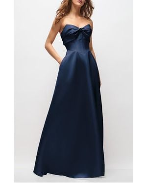 Alfred Sung Antoinette Strapless Mikado Gown - Blue