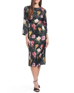 Sachin & Babi Alexa Floral Satin Cocktail Dress - Black