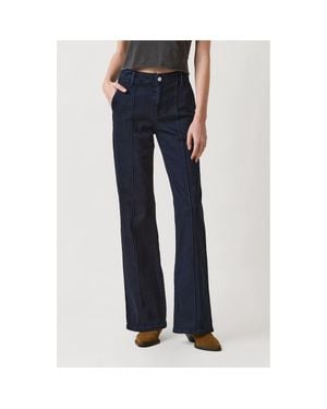 Le Jean Pintuck Wide Leg Jeans - Blue