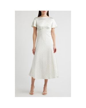 Lucy Paris Anastasia Dot Midi Dress - White