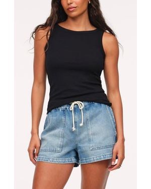 nuuds Slinky Rib Knit Stretch Modal Jersey Tank - Blue