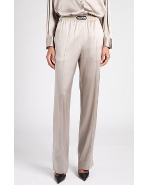Tom Ford Stretch Silk Satin Pajama Pants - Natural