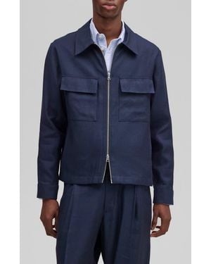 NN07 Alban 1808 Canvas Zip-Up Shirt Jacket - Blue