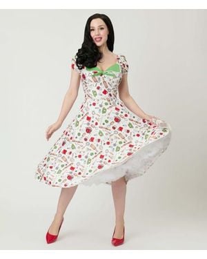 Unique Vintage 1950S Sweetheart Swing Dress - Multicolor