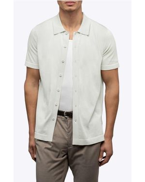 Cuts Riviera Cotton Blend Knit Camp Shirt - White
