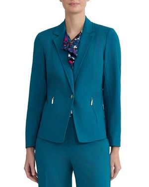 Kasper Notch Lapel Zip Pocket Blazer - Blue