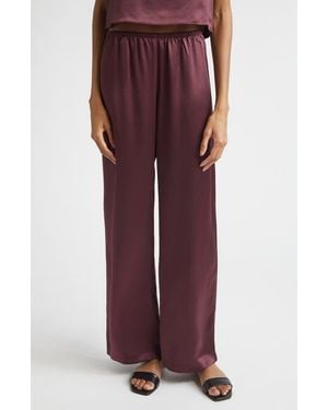 Leset Barb Wide Leg Satin Pants - Red