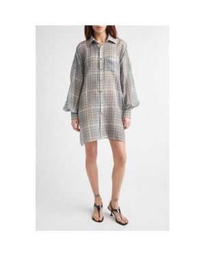 Coperni Check Zero Waste Cotton Button-Up Shirt - Gray
