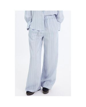 Mango Striped Straight Leg Pants - Blue