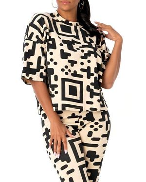 DAI MODA Print Oversized T-Shirt - Black